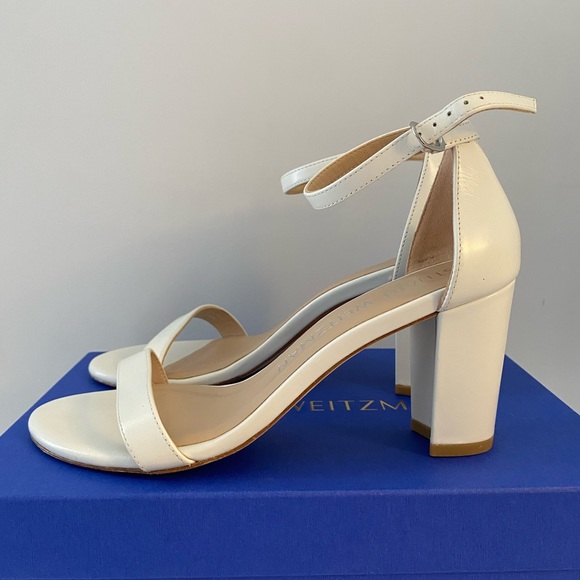Stuart Weitzman Shoes - NEARLYNUDE STRAP SANDAL Stuart Weitzman Women’s Size 7.5 White Block Heel